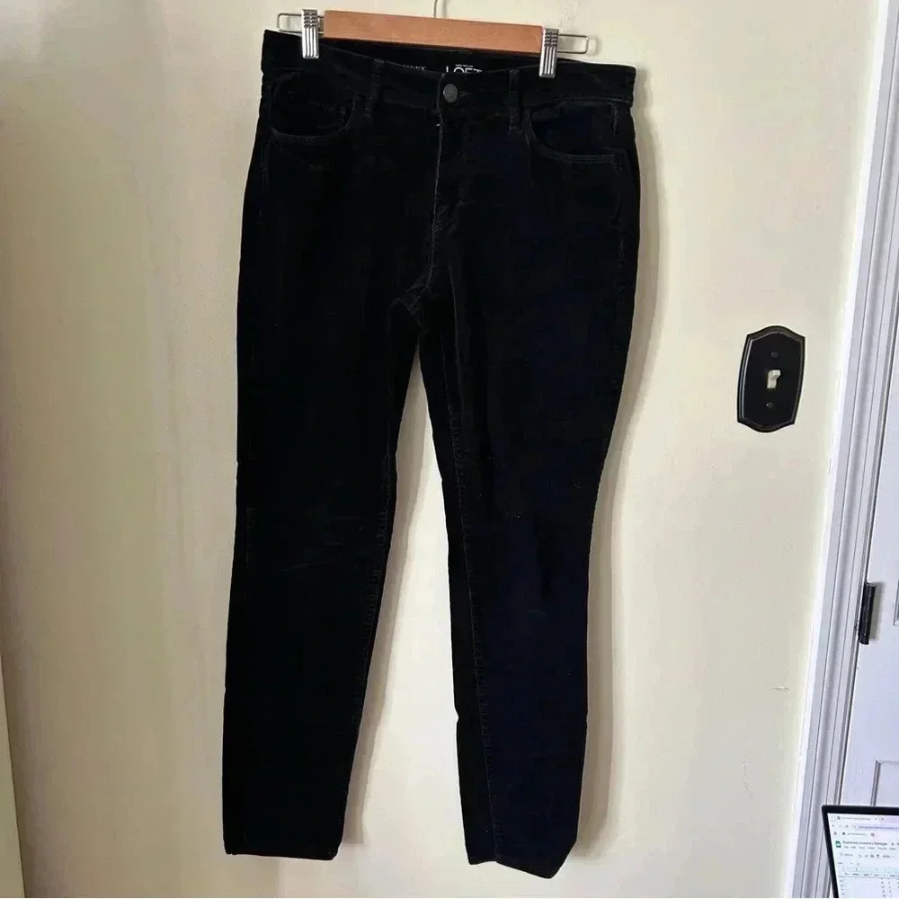 LOFT Curvy Skinny Corduroy Pants Black Size 8